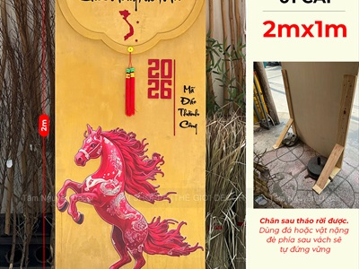 [ORDER 3-5 NGÀY] Mô hình Bao lì xì cỡ lớn Vàng Gold Tết Bính Ngọ [Bằng gỗ - Đế tự đứng] C2x1m BAOLIXI-05